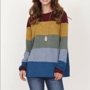 Boutique Brand Striped Brushed Knit Large